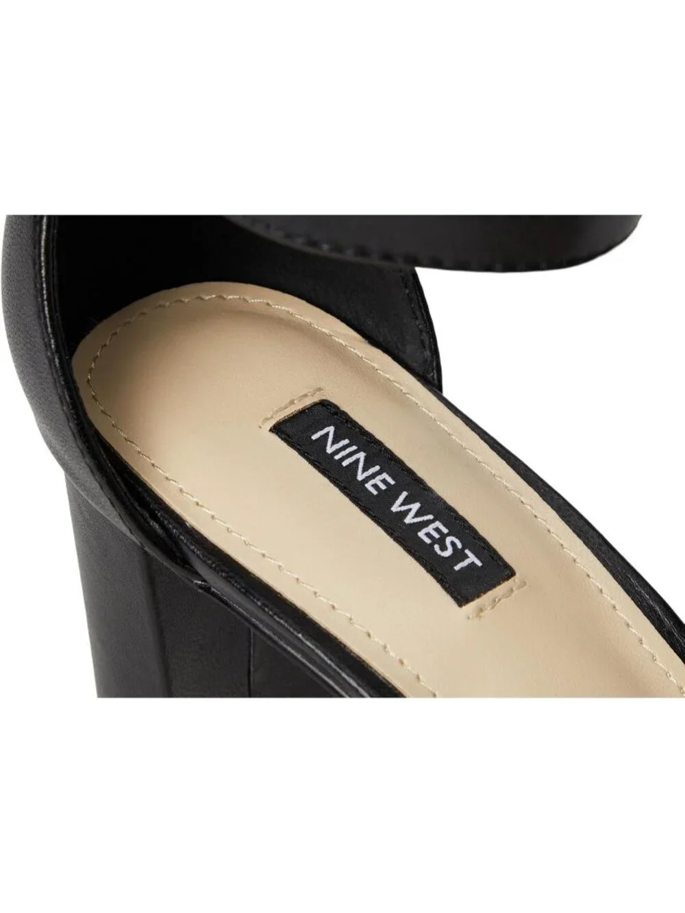 Women's Black Nappa Platform Round Toe Ankle Strap Wnpruce Heeled Sandal Shoes